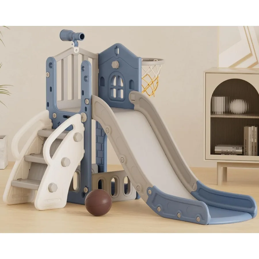 Blue 5 in 1 Toddler Slide for Ages 1-3 Outdoor Indoor Playset with Basketball Hoop and Ball Storage Space Playground Gift
Blue 5 in 1 Toddler Slide for Ages 1-3 Outdoor Indoor Playset with Basketball Hoop and Ball Storage Space Playground Gift