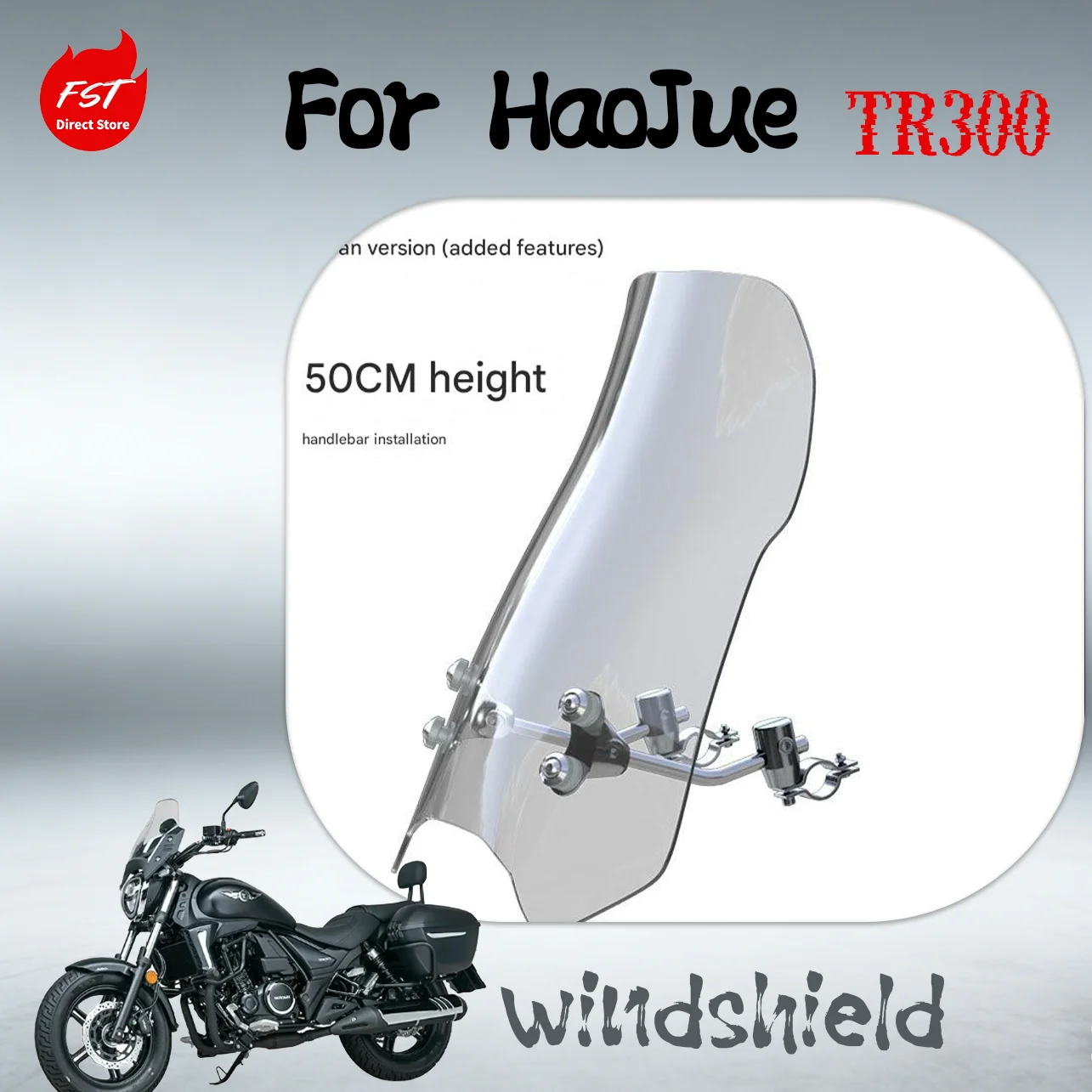 Windshield For Haojue TR300 HJ300-3A Plus Cruise Motorcycle
Windshield For Haojue TR300 HJ300-3A Plus Cruise Motorcycle
