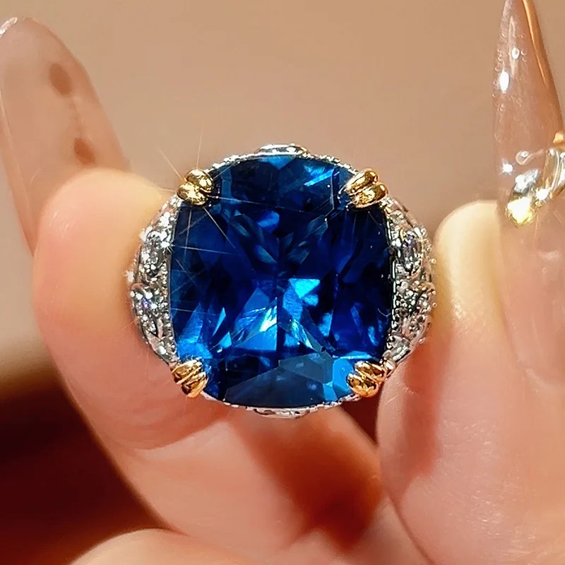 New Copper Ring for Women, Rectangular Light Luxury Design with High-end Feel, Inlaid with Blue Zircon, Wholesale
New Copper Ring for Women, Rectangular Light Luxury Design with High-end Feel, Inlaid with Blue Zircon, Wholesale
