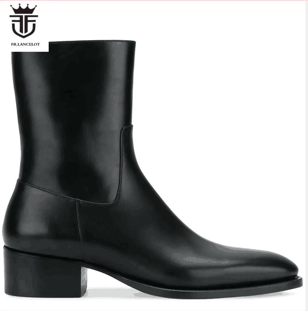 Vintage Style Black Leather Boots Point Toe Booties Mujer Botas Dress Shoes Party Male Real Leather Med Heels
Vintage Style Black Leather Boots Point Toe Booties Mujer Botas Dress Shoes Party Male Real Leather Med Heels