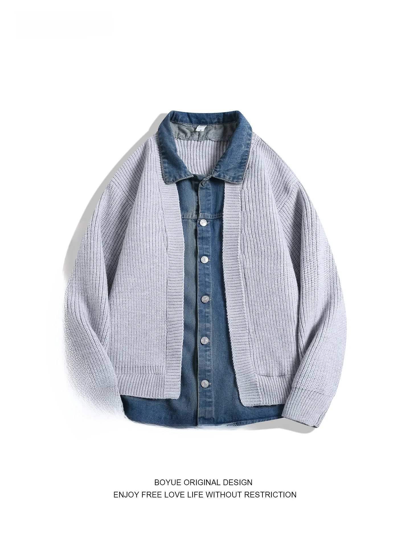 Мужской повседневный свитер Boyue из денима и трикотажа, удлиненный, теплый, верхняя одежда, модный дизайн «под два слоя»
Мужской повседневный свитер Boyue из денима и трикотажа, удлиненный, теплый, верхняя одежда, модный дизайн «под два слоя»