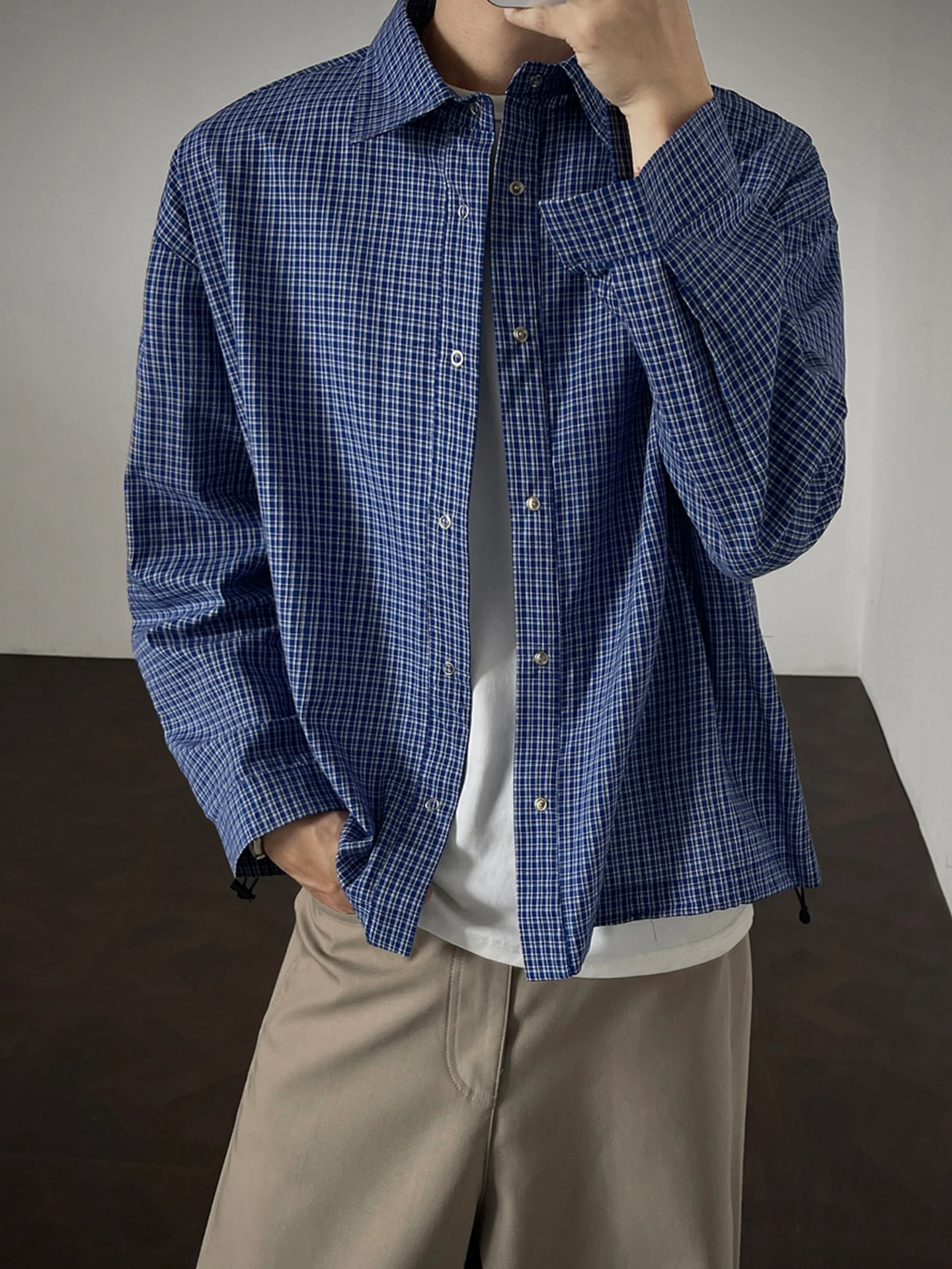 Trendy Plaid Long Sve Men's irt k Blue American Sle Vintage Outerwear Ci Walk Casual Loose Fit Button down
Trendy Plaid Long Sve Men's irt k Blue American Sle Vintage Outerwear Ci Walk Casual Loose Fit Button down