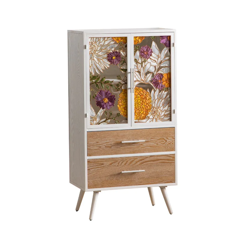 French enamel stained glass painted tableware cabinet, living room home TV sideboard, American style corridor narrow corner
French enamel stained glass painted tableware cabinet, living room home TV sideboard, American style corridor narrow corner