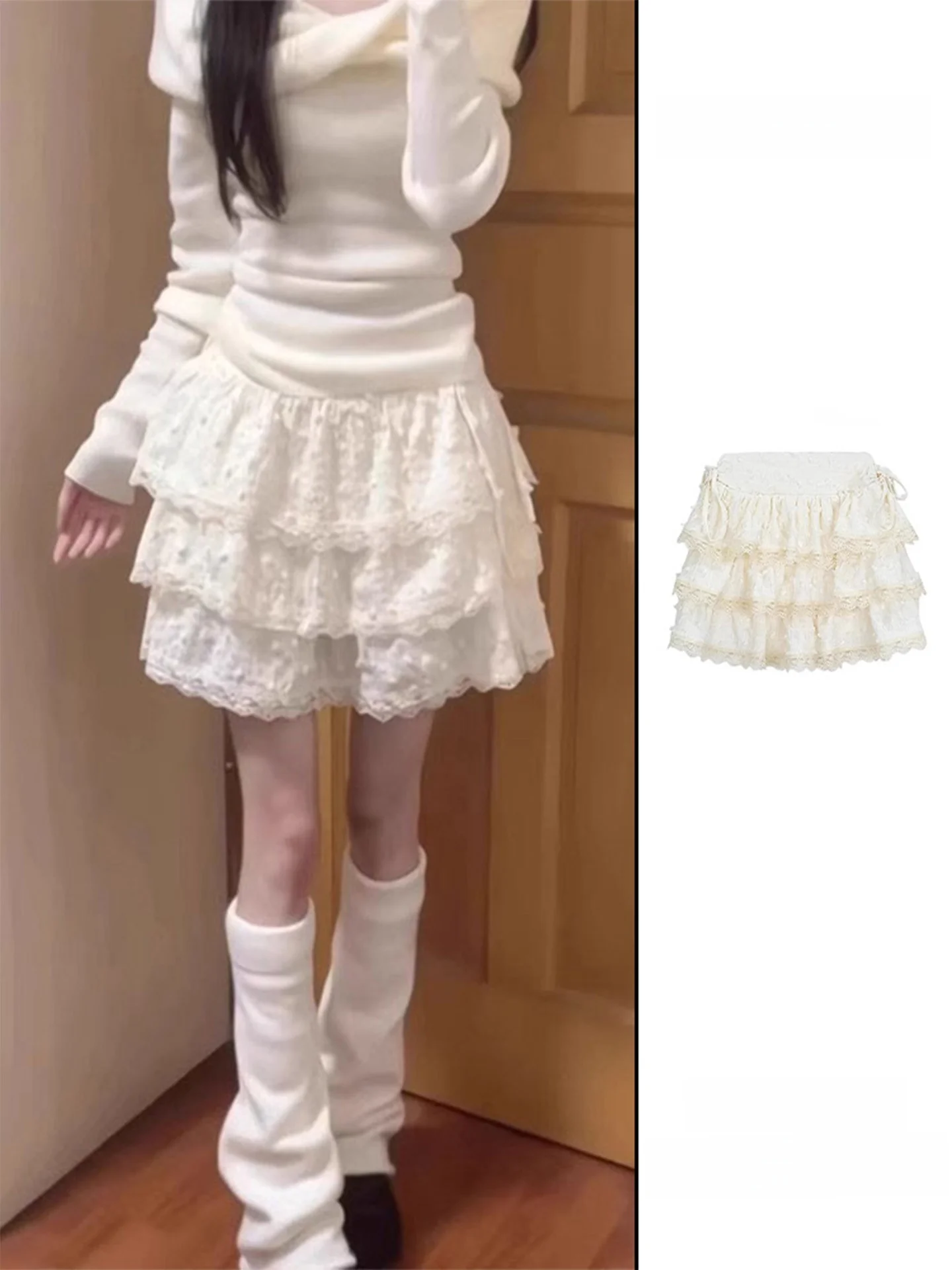 Ballet Sle Sweet Lace Trim High Waist Skirt White Cake Skirt Women's Faion Spring Autumn Seasonal Retro Sle Skirt
Ballet Sle Sweet Lace Trim High Waist Skirt White Cake Skirt Women's Faion Spring Autumn Seasonal Retro Sle Skirt