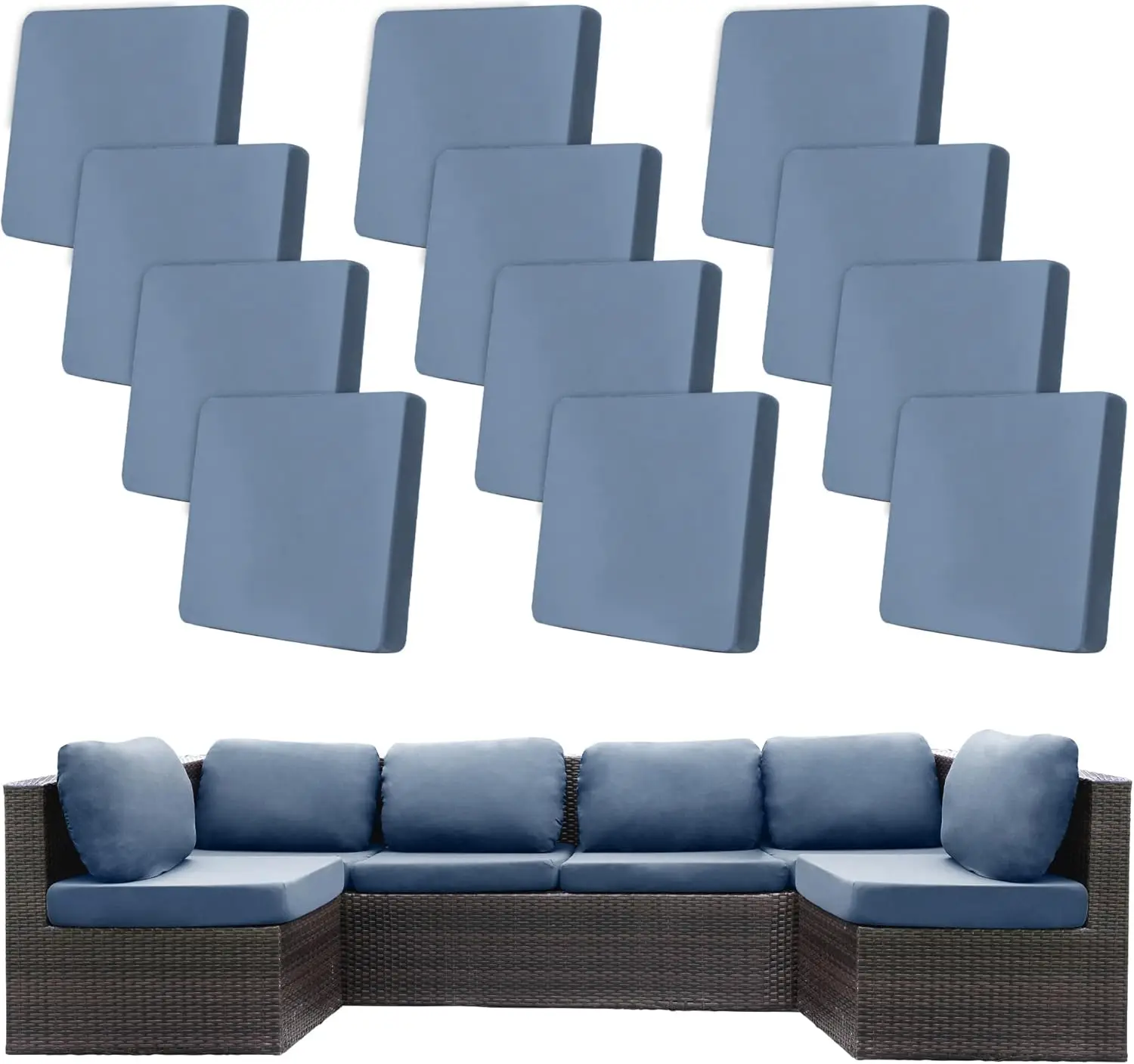 12 Pcs Stretch Patio Cushion Covers Outdoor Couch Replacement for 20-27in Sofa Cushions Washable Furniture Protector
12 Pcs Stretch Patio Cushion Covers Outdoor Couch Replacement for 20-27in Sofa Cushions Washable Furniture Protector