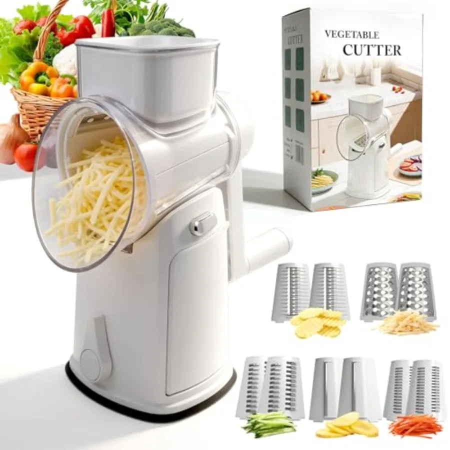 Cheese Grater Hand Crank with Integrated Storage Room 5 Blades Cheese Grater Rotary with Handle Potato Shredder Kitchen Shredde
Cheese Grater Hand Crank with Integrated Storage Room 5 Blades Cheese Grater Rotary with Handle Potato Shredder Kitchen Shredde