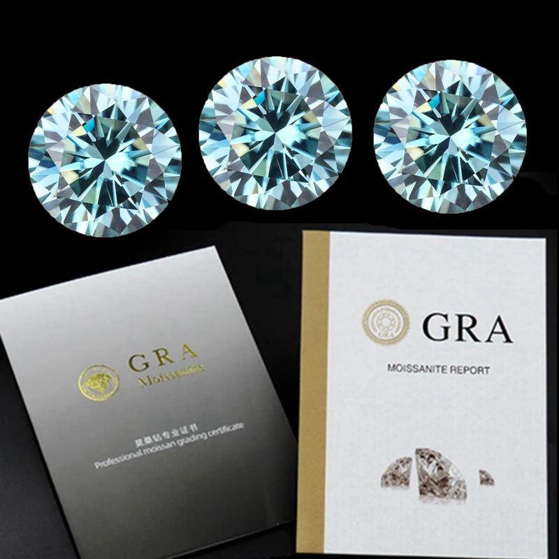 Pretty Blue Round Moissanite Stone D Color VVS1 Moissanite Test Positive Pass Tester for Jewelry Making
Pretty Blue Round Moissanite Stone D Color VVS1 Moissanite Test Positive Pass Tester for Jewelry Making