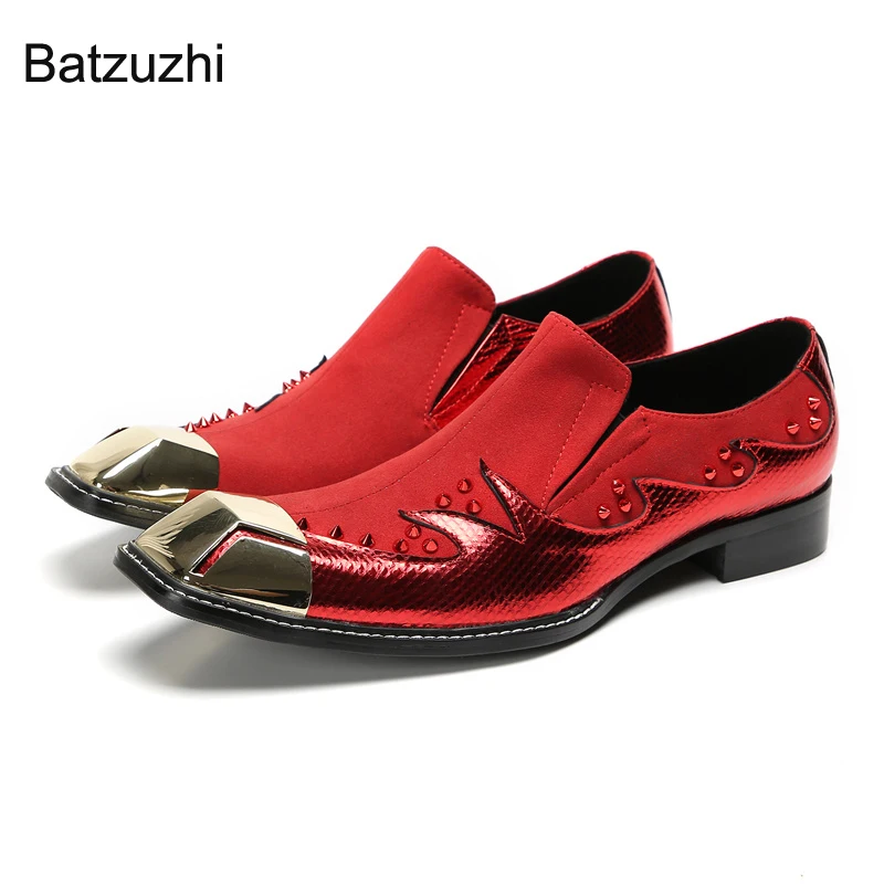 Batzuzhi Italian Type Men's Shoes Slip on Shoes Men Genuine Leather Dress Shoes Gold Metal Toe Red Party and Wedding Shoes Man
Batzuzhi Italian Type Men's Shoes Slip on Shoes Men Genuine Leather Dress Shoes Gold Metal Toe Red Party and Wedding Shoes Man