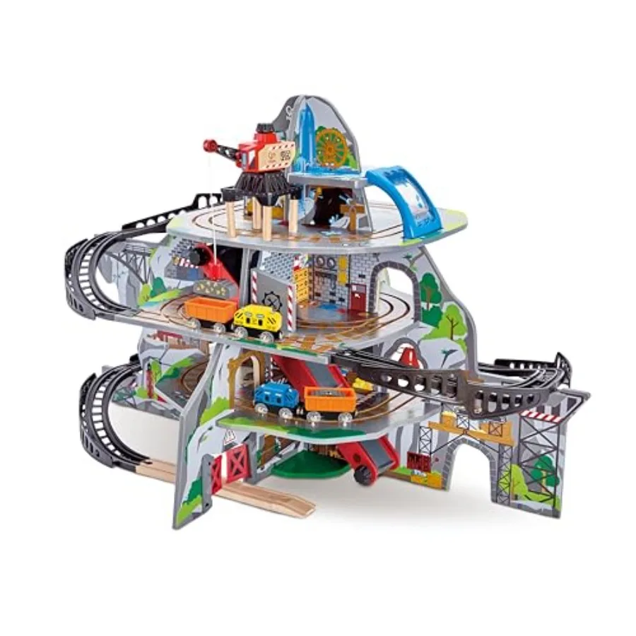 Wooden Railway Mighty Mountain Mine Railway Playset: 4-Level Track with Crane Magnetic Train Cars for,Natural Wood, Brown, Eco-
Wooden Railway Mighty Mountain Mine Railway Playset: 4-Level Track with Crane Magnetic Train Cars for,Natural Wood, Brown, Eco-