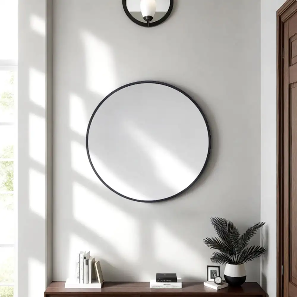 20" Wall Mirror Round Vanity Mirror Aluminium Framed Circle Bathroom Mirror Modern Wall Mirror, Black
20" Wall Mirror Round Vanity Mirror Aluminium Framed Circle Bathroom Mirror Modern Wall Mirror, Black