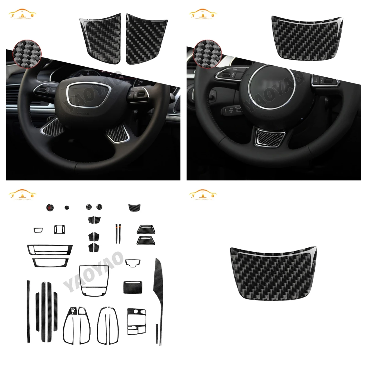 Carbon Fiber Car Interior Steering Wheel Trim Cover Stickers For Audi A6 S6 C7 A7 S7 4G8 2012-2018 Auto Accessories
Carbon Fiber Car Interior Steering Wheel Trim Cover Stickers For Audi A6 S6 C7 A7 S7 4G8 2012-2018 Auto Accessories