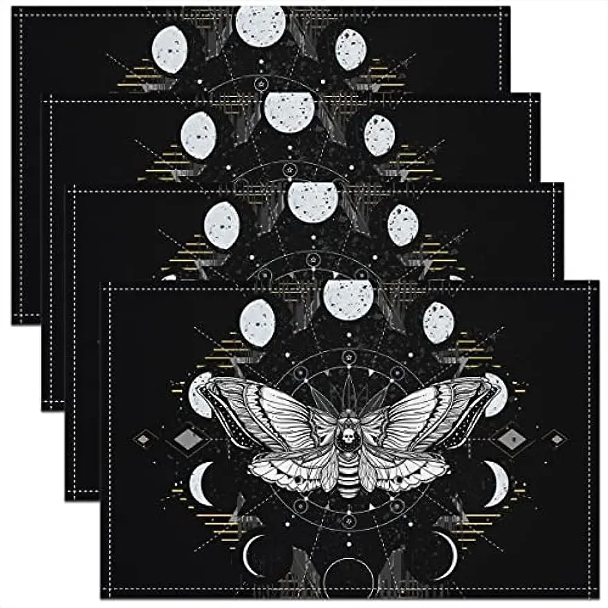 Moth Gothic Placemats Set of 4 The Sun and Moon Starry Sky Place Mats 12x18 Inch for Dining Table Decoration Halloween Style
Moth Gothic Placemats Set of 4 The Sun and Moon Starry Sky Place Mats 12x18 Inch for Dining Table Decoration Halloween Style