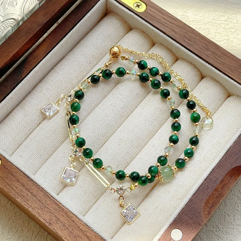 Adjustable Double Loop Bracelet with Green Tiger Eye and Emerald Gemstone Retro and Unique Jewelry for Women Fine Accessories
Adjustable Double Loop Bracelet with Green Tiger Eye and Emerald Gemstone Retro and Unique Jewelry for Women Fine Accessories