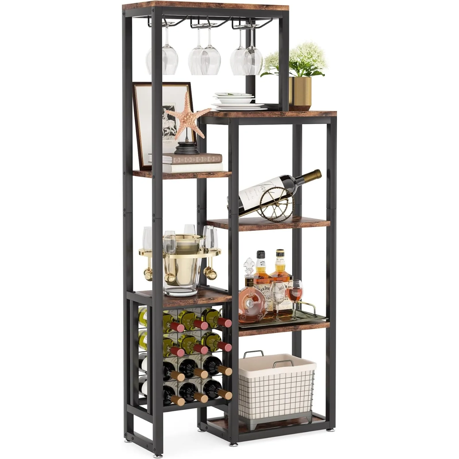 US Wine Freestanding Floor, 5-Tier Wine Baker Display Shelf with Glass Holder Storage for Bar, Kitchen
US Wine Freestanding Floor, 5-Tier Wine Baker Display Shelf with Glass Holder Storage for Bar, Kitchen