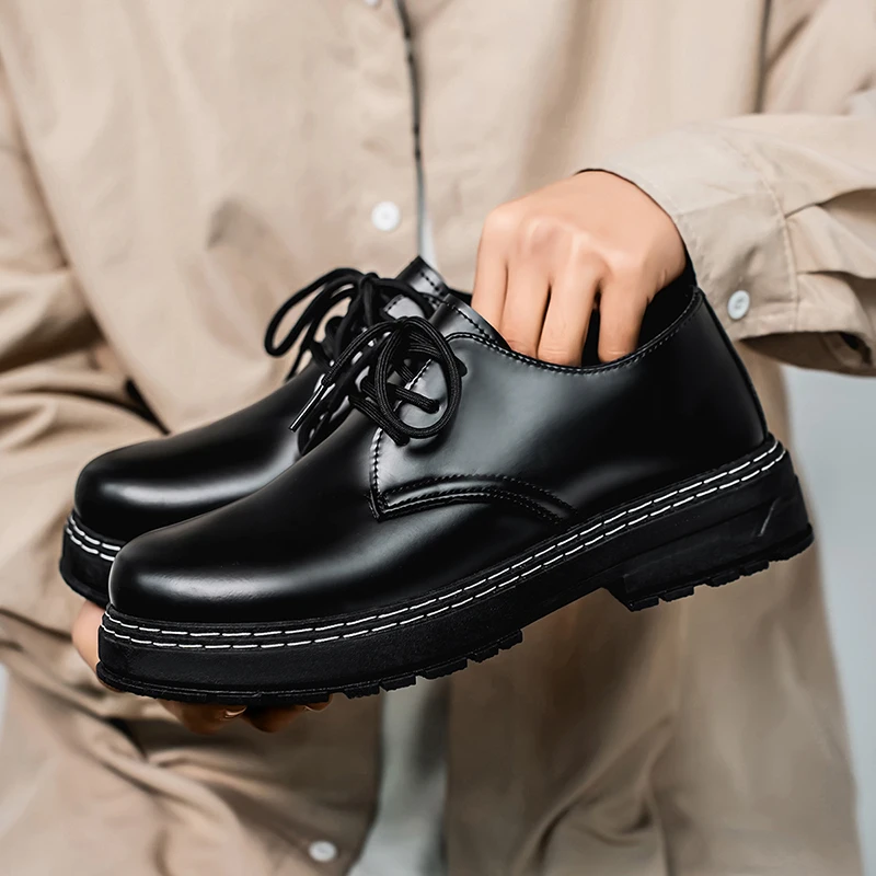 New Men's Black Platform Leather Shoes - Lace Up Casual Formal Thick Sole Non-slip Streetwear Shoes Size 39-48
New Men's Black Platform Leather Shoes - Lace Up Casual Formal Thick Sole Non-slip Streetwear Shoes Size 39-48