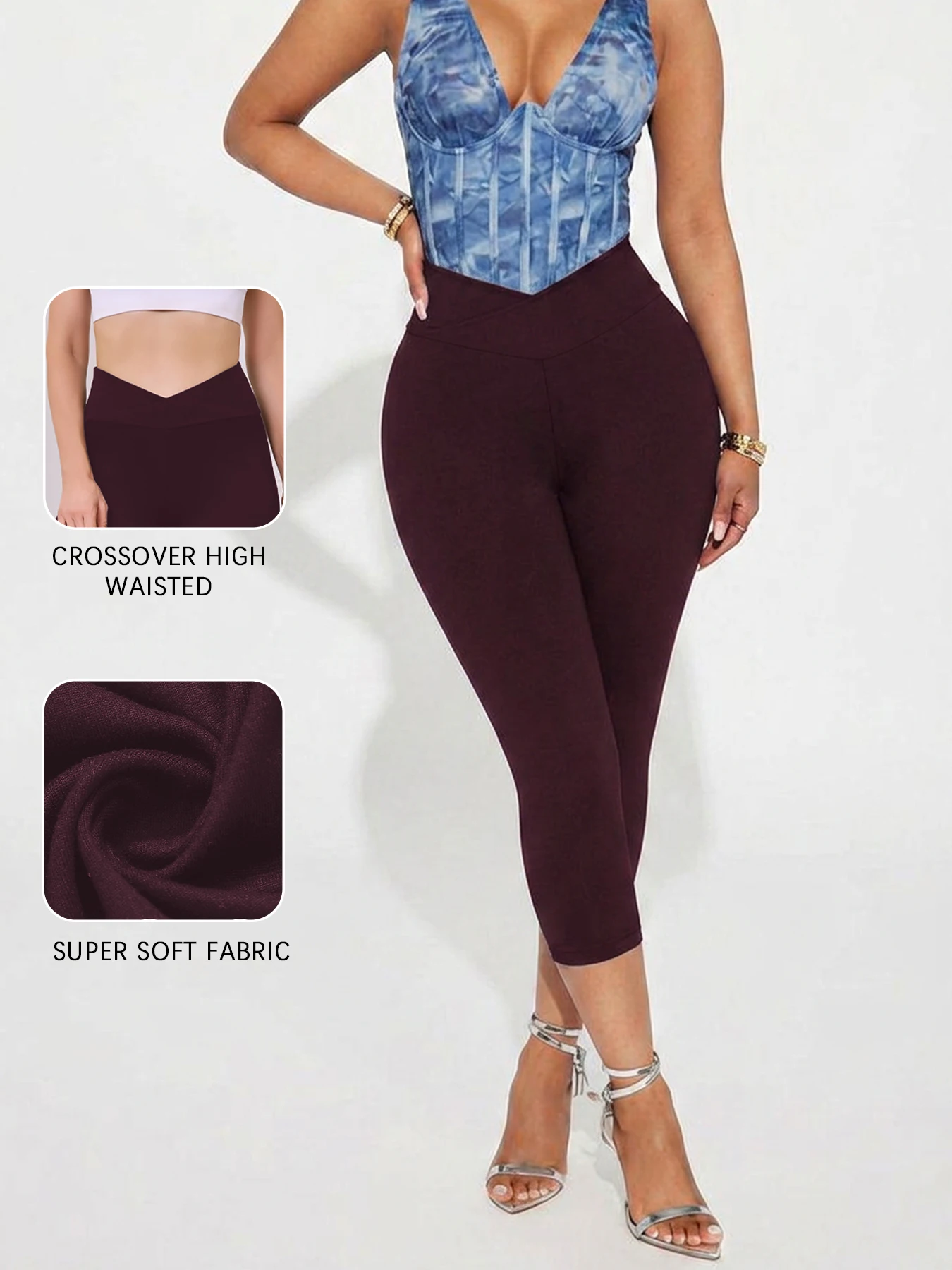 Women's Super Soft Crossover High Waisted Capri Pants Tummy Control No See Through Workout Yoga Running Leggings
Women's Super Soft Crossover High Waisted Capri Pants Tummy Control No See Through Workout Yoga Running Leggings
