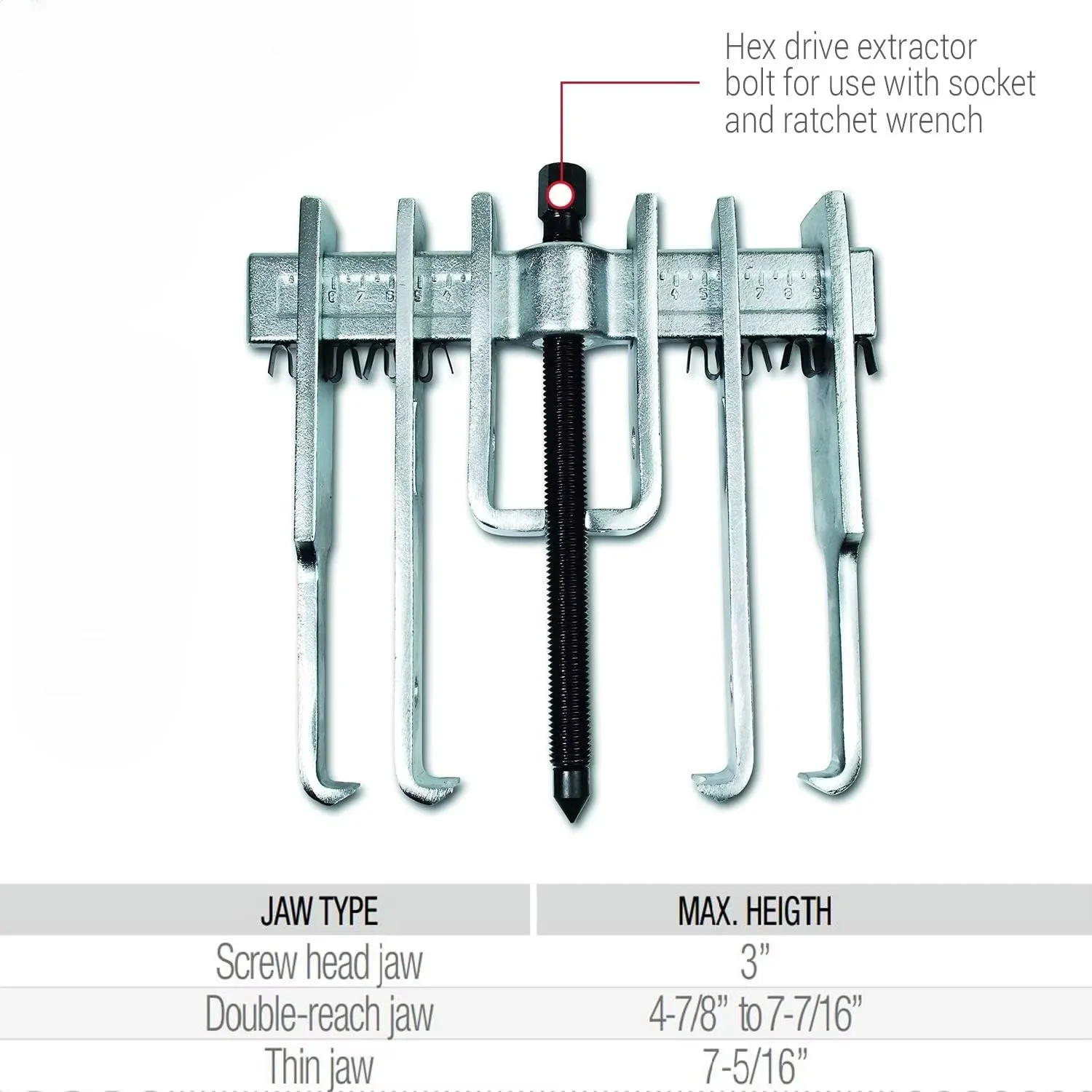 10-Ton Straight Jaw Gear Puller Set 12-Piece With Interchange Le Jaws & Metal Box Model 4234B
10-Ton Straight Jaw Gear Puller Set 12-Piece With Interchange Le Jaws & Metal Box Model 4234B