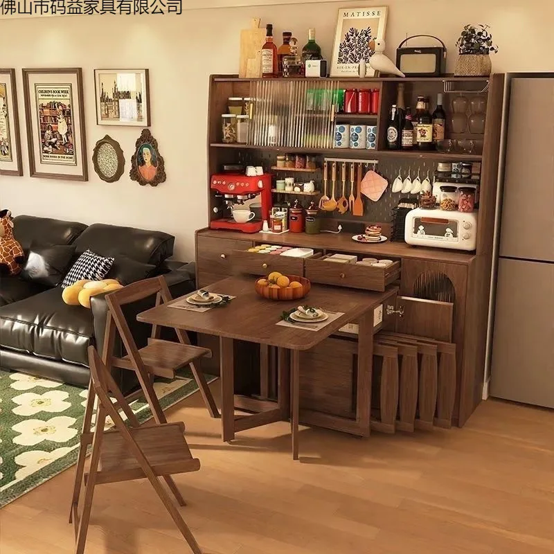 Hole plate with folding invisible dining table Small apartment side cabinet integrated dining table
Hole plate with folding invisible dining table Small apartment side cabinet integrated dining table