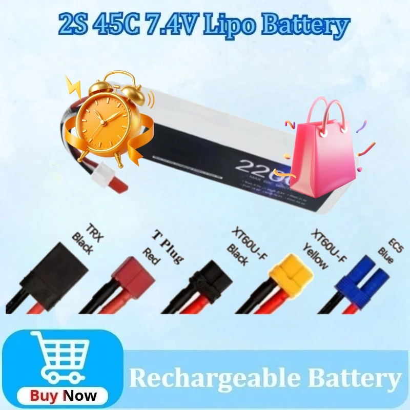 New 2S 45C Lipo Battery 7.4V 2200mAh with T/XT60/JST/XT30 Plug for Quad RC FPV Airplane Drone Racing Lithium Battery
New 2S 45C Lipo Battery 7.4V 2200mAh with T/XT60/JST/XT30 Plug for Quad RC FPV Airplane Drone Racing Lithium Battery