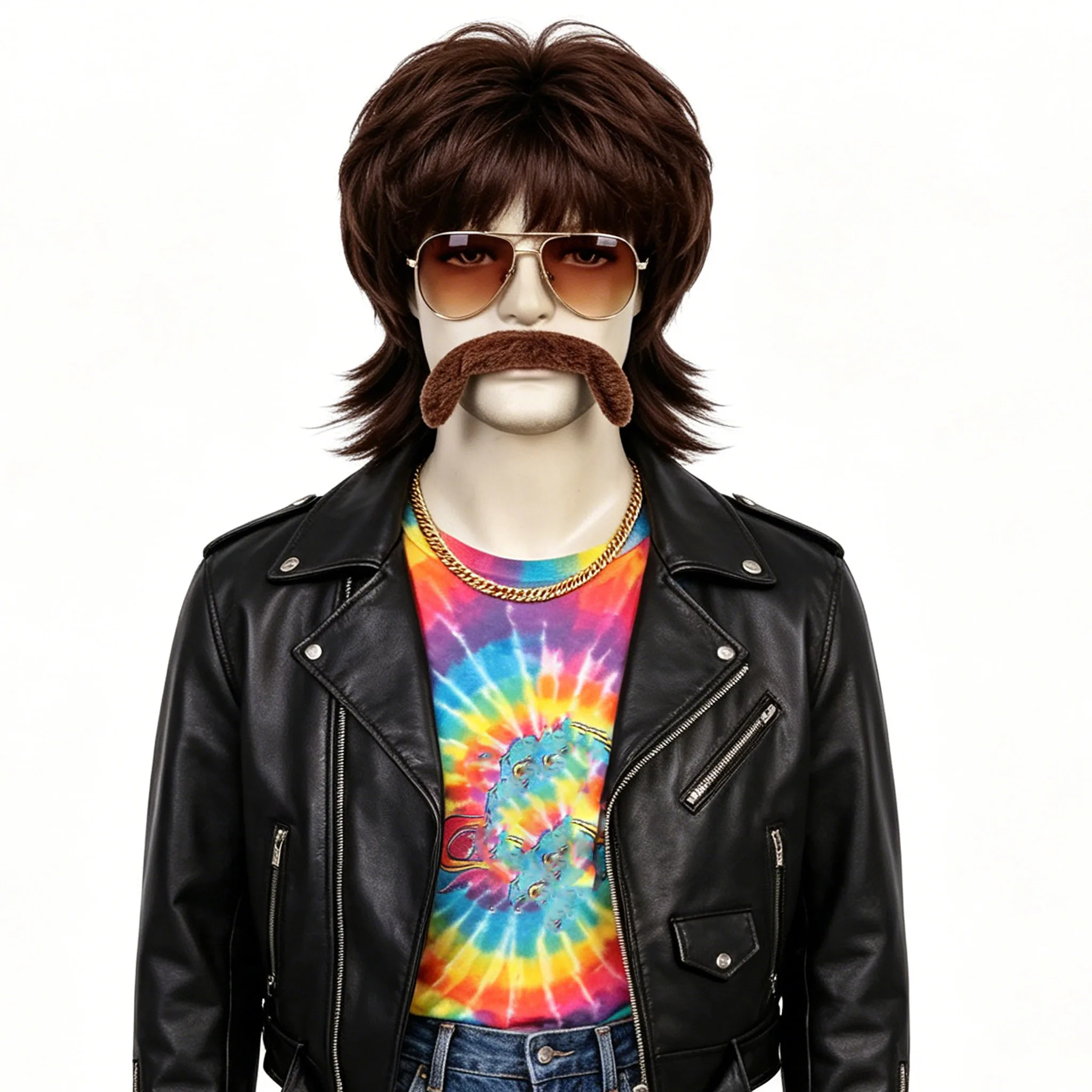Synthetic Brown Mullet Wig For Men, With Glasses+beard+necklace 80s Retro Disco Party Cosplay Hair, Daily Wear Wig
Synthetic Brown Mullet Wig For Men, With Glasses+beard+necklace 80s Retro Disco Party Cosplay Hair, Daily Wear Wig