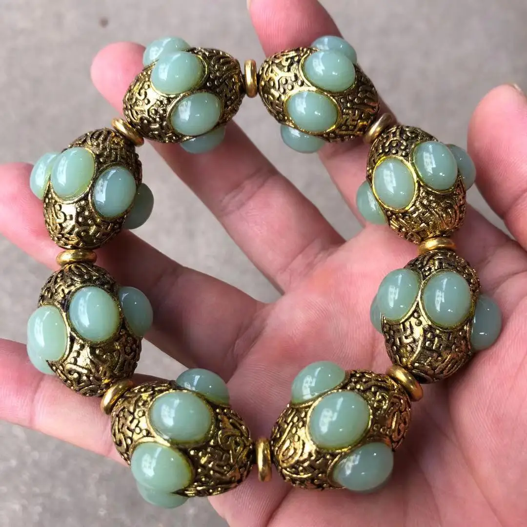 Vintage Tibetan Silver Inlaid Jade Bracelet DIY Beaded Bracelet One Piece for Sale
Vintage Tibetan Silver Inlaid Jade Bracelet DIY Beaded Bracelet One Piece for Sale