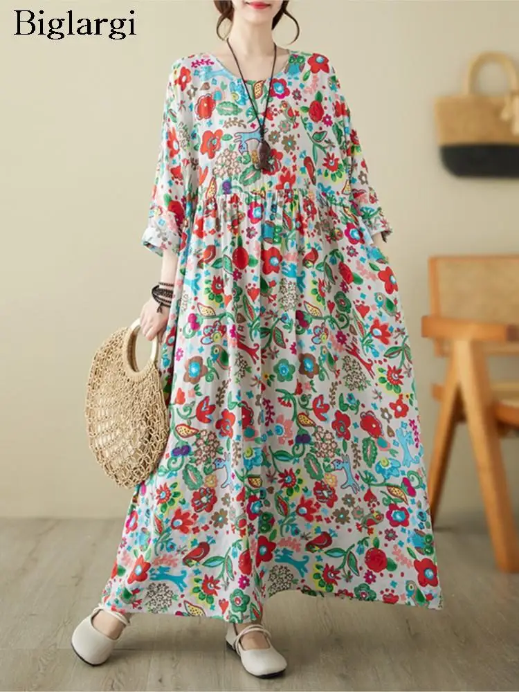 Oversized Autumn Flower Print Long Dress Women Casual Loose Pleated Ladies Dresses Long Sleeve Fashion Woman Dress 2023
Oversized Autumn Flower Print Long Dress Women Casual Loose Pleated Ladies Dresses Long Sleeve Fashion Woman Dress 2023
