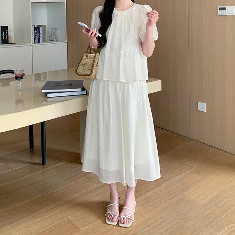 EVNISI Solid Color Korean Round Neck Chiffon Short Sleeved Pregnancy Dresses Loose Fake Two Piece Splicing Dresses
EVNISI Solid Color Korean Round Neck Chiffon Short Sleeved Pregnancy Dresses Loose Fake Two Piece Splicing Dresses