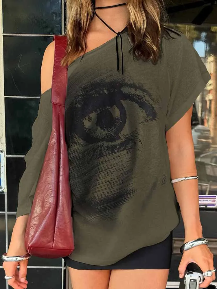 BKQU Vintage Print Loose T-shirt Women's Off Shoulder Y2k Aesthetic Eye Graphic Short Sleeve Tees 2025 Summer Gothic Streetwear
BKQU Vintage Print Loose T-shirt Women's Off Shoulder Y2k Aesthetic Eye Graphic Short Sleeve Tees 2025 Summer Gothic Streetwear
