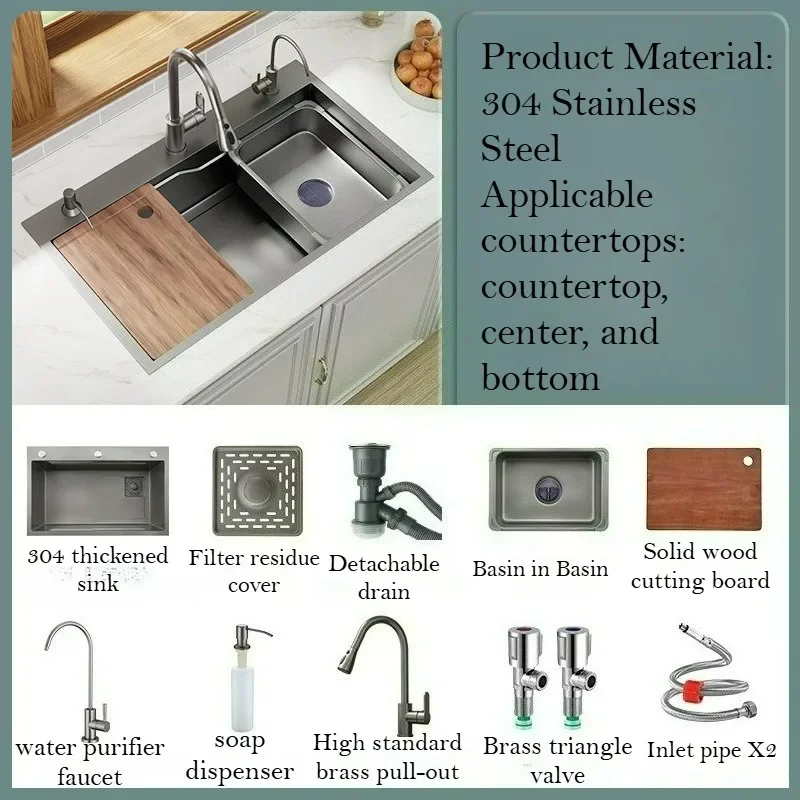 Large Single Sink Kitchen Thickened 304 Stainless Steel Handmade Vegetable Washing Basin Dishwashing Sink Undercounter Set
Large Single Sink Kitchen Thickened 304 Stainless Steel Handmade Vegetable Washing Basin Dishwashing Sink Undercounter Set