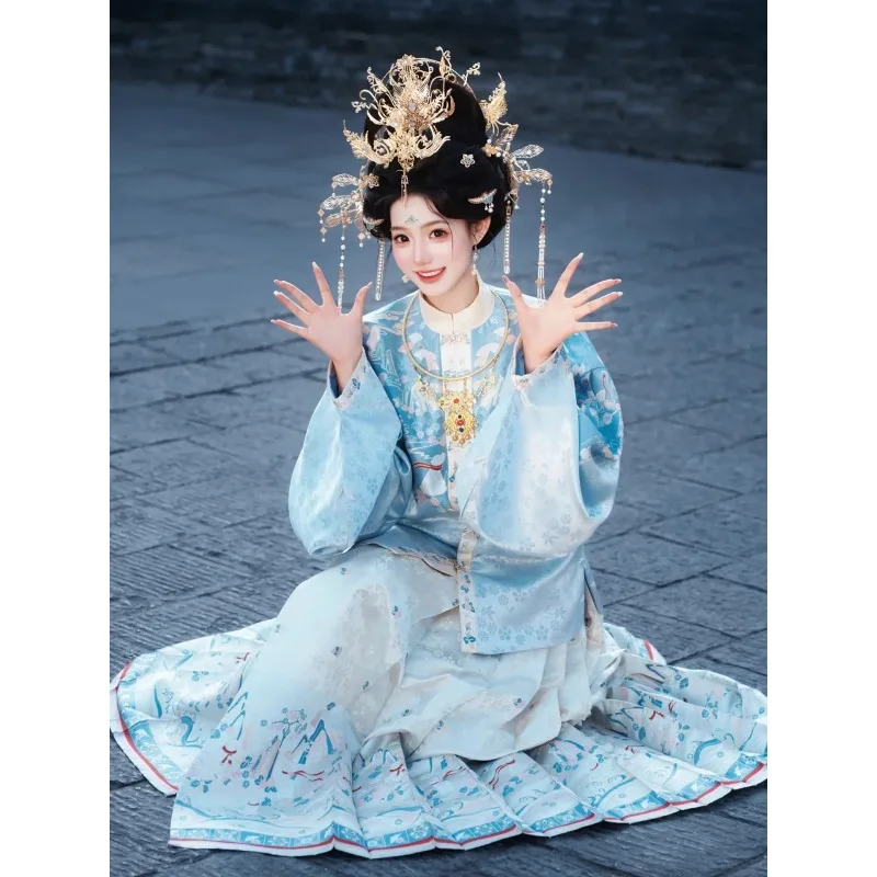 2026 new blue national style Ming-made Hanfu ancient costume fairy fluttering ancient style stand-up collar pipa sleeve set
2026 new blue national style Ming-made Hanfu ancient costume fairy fluttering ancient style stand-up collar pipa sleeve set