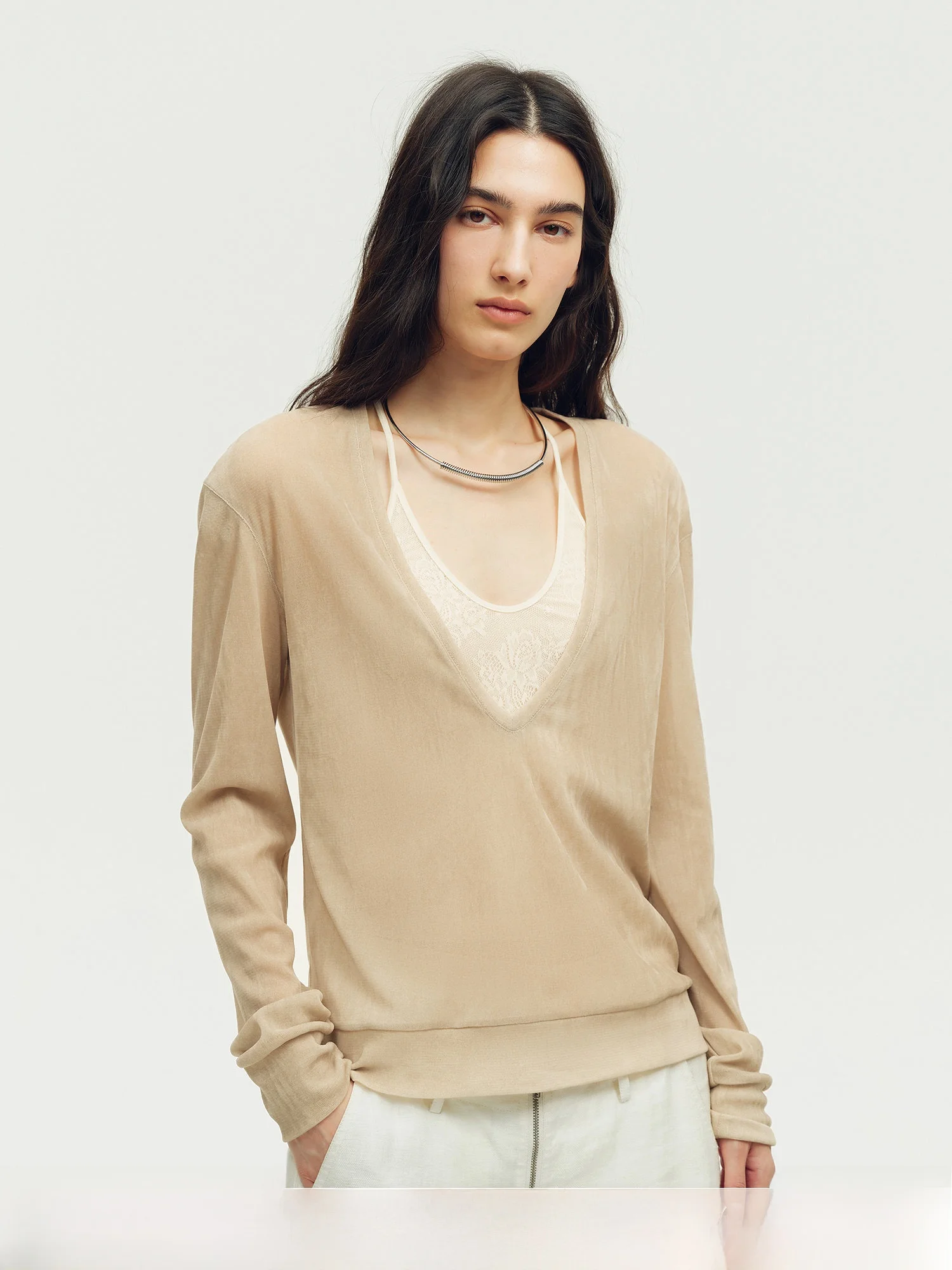 Fuzhen Herr Miss Lace Texture Fleece T-Shirt Mesh Skin-friendly Women's Two-piece Set Commute Style Long Sleeve U-neck T-shirt
Fuzhen Herr Miss Lace Texture Fleece T-Shirt Mesh Skin-friendly Women's Two-piece Set Commute Style Long Sleeve U-neck T-shirt