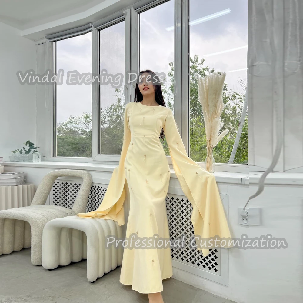 Vindal Prom Dress Scoop Neckline Ankle Length luxurious Straight Crepe Beaded Built-in Bra Elegant Long Sleeves Saudi For 2024
Vindal Prom Dress Scoop Neckline Ankle Length luxurious Straight Crepe Beaded Built-in Bra Elegant Long Sleeves Saudi For 2024
