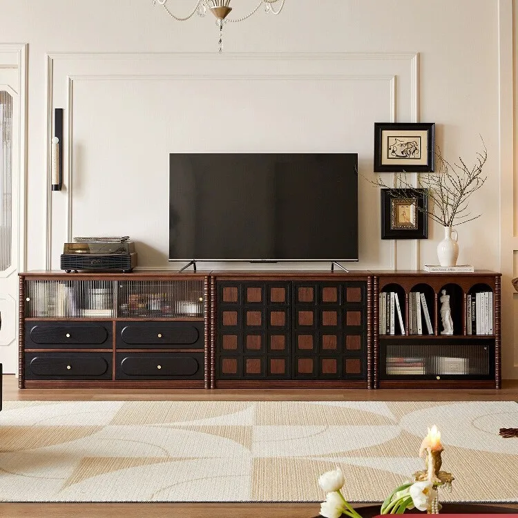 Французский телевизионный шкаф из массива дерева, компактный напольный модульный комбинированный шкаф для дома, ретро-шкаф для хранения и демонстрации в гостиной.
Французский телевизионный шкаф из массива дерева, компактный напольный модульный комбинированный шкаф для дома, ретро-шкаф для хранения и демонстрации в гостиной.