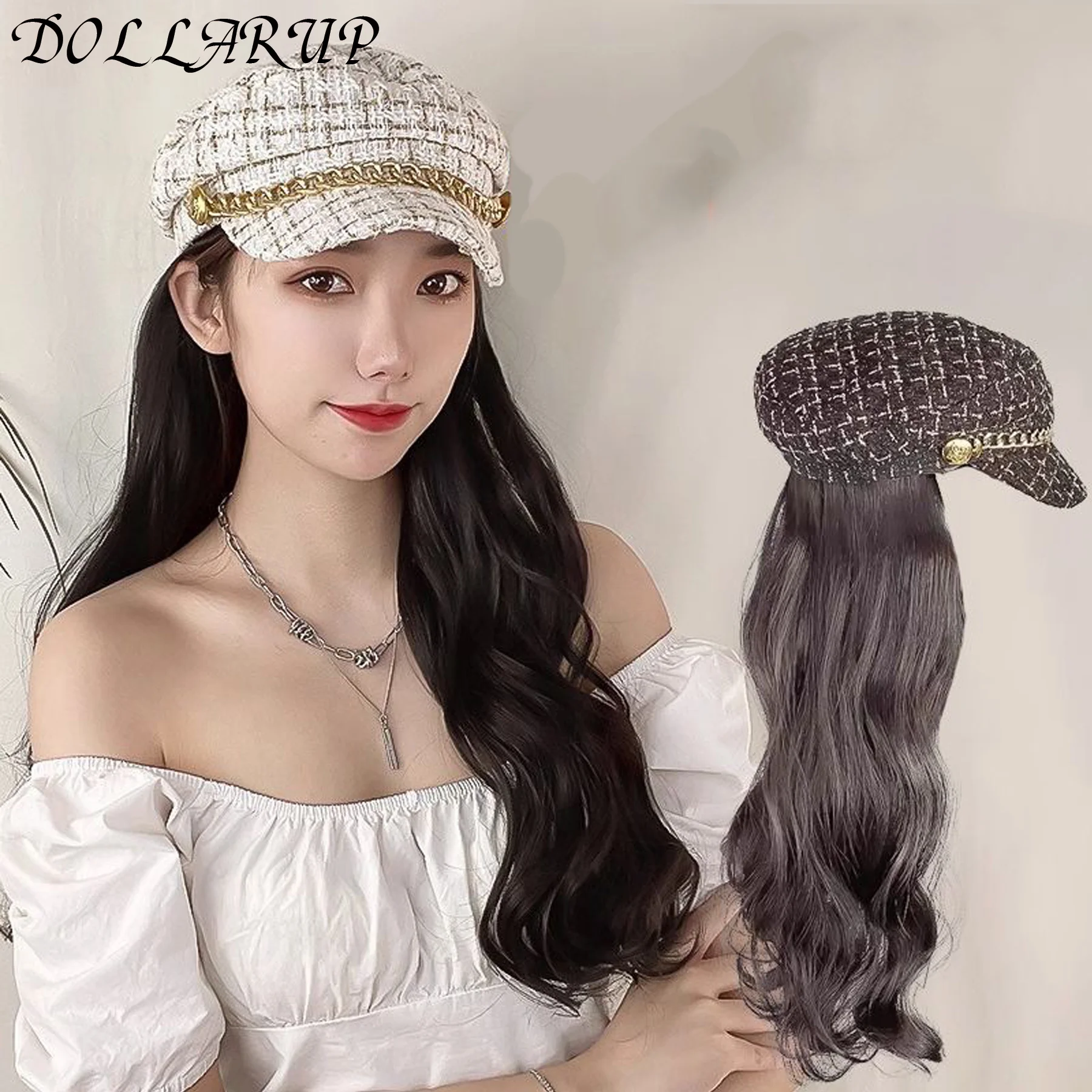 Synthetic hat wig Long Curly wig one female fashion autumn and winter new octagonal hat heat-resistant wig Hairpiece for Women
Synthetic hat wig Long Curly wig one female fashion autumn and winter new octagonal hat heat-resistant wig Hairpiece for Women