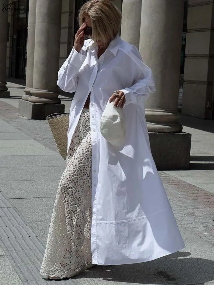 Oymimi Fashion White Cotton Women's Dress Elegant Turn-Down Collar Long Sleeve Dresses Casual Straight Single Breasted Dress
Oymimi Fashion White Cotton Women's Dress Elegant Turn-Down Collar Long Sleeve Dresses Casual Straight Single Breasted Dress