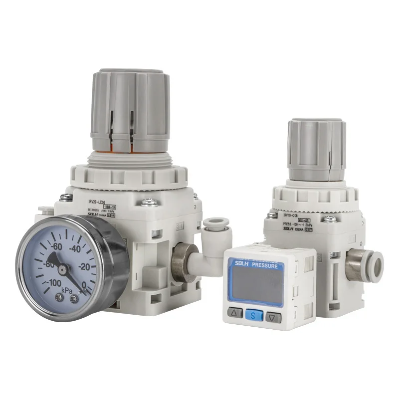 IRV Negative vacuum pressure regulator IRV10/IRV20 Straight/Elbow fittings with Pressure gauge With Bracket gauge and Bracket
IRV Negative vacuum pressure regulator IRV10/IRV20 Straight/Elbow fittings with Pressure gauge With Bracket gauge and Bracket