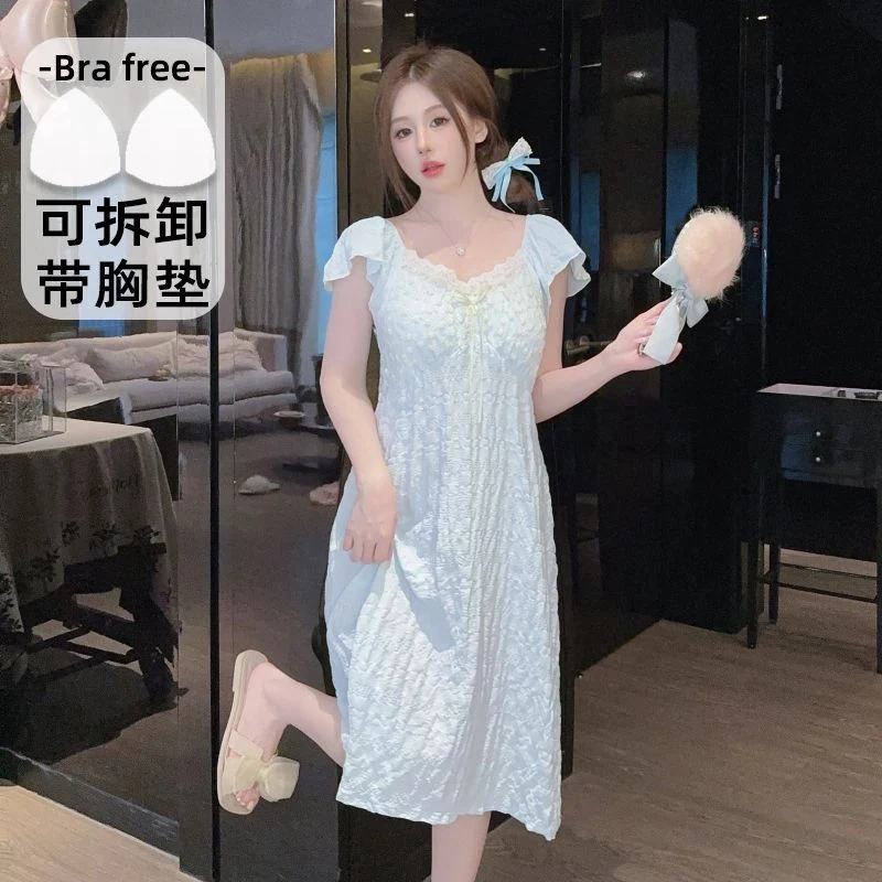 2025 Summer Plus Size Short Sleeve Sexy Lace Lingerie Cotton Nightgowns for Women Korean Sleepwear Night Dress Nightdress Nighty
2025 Summer Plus Size Short Sleeve Sexy Lace Lingerie Cotton Nightgowns for Women Korean Sleepwear Night Dress Nightdress Nighty
