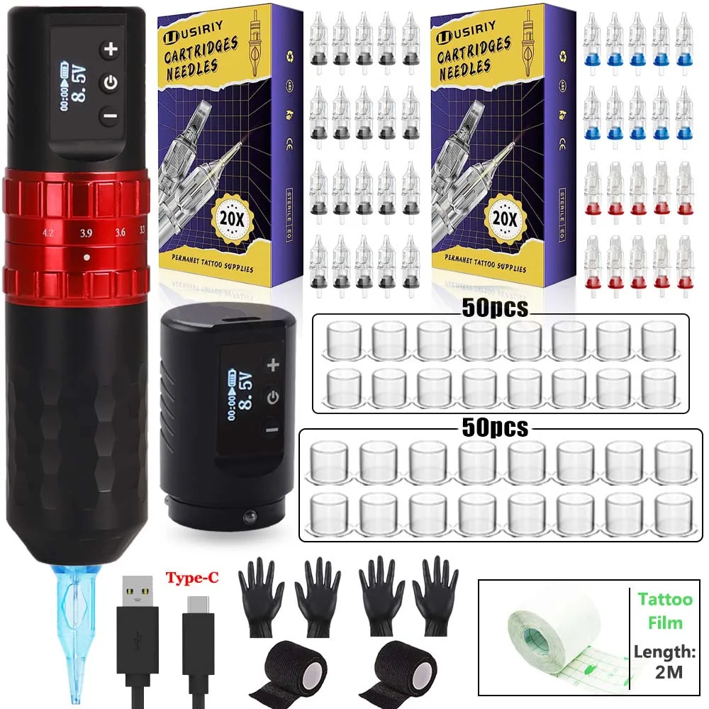 Professional Tattoo Machine Kit Wireless Tattoo Machine Set with 40pcs Tattoo Needles Tattoo Accessories for Tattoo Artists
Professional Tattoo Machine Kit Wireless Tattoo Machine Set with 40pcs Tattoo Needles Tattoo Accessories for Tattoo Artists