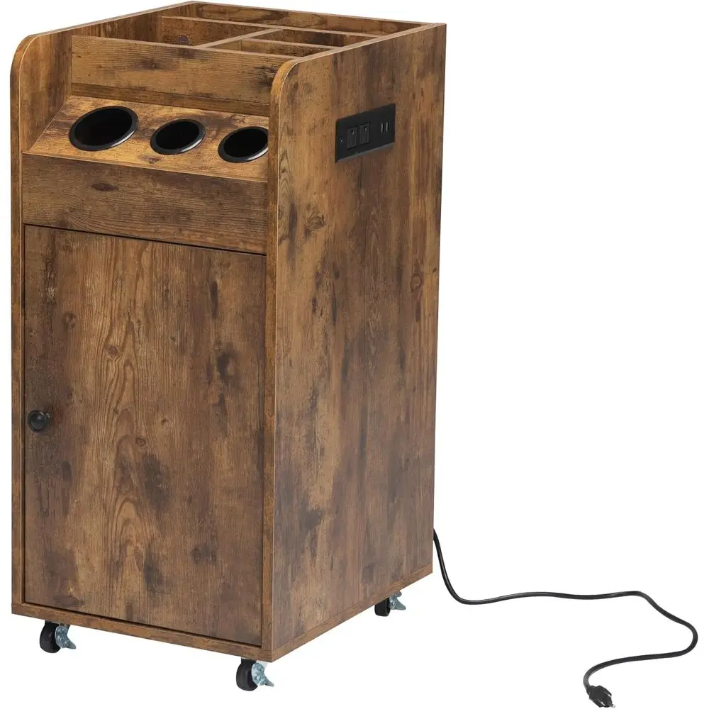 Durable Hair Stylist Trolley with Charging Port, Rustic Brown Salon Cart
Durable Hair Stylist Trolley with Charging Port, Rustic Brown Salon Cart