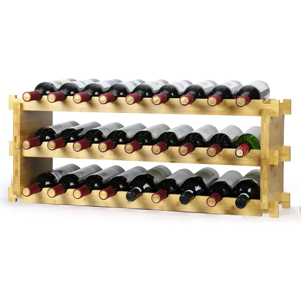 Stackable 3-Tier Bamboo Wine Rack for 27 Bottles - Natural Display Storage
Stackable 3-Tier Bamboo Wine Rack for 27 Bottles - Natural Display Storage