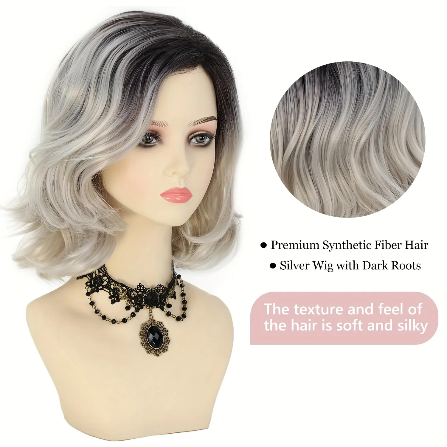 Элегантный градиентный парик серебристо-белого цвета с глубокой линией роста волос, из синтетического волокна, подходит для женщин с кавказской внешностью.
Элегантный градиентный парик серебристо-белого цвета с глубокой линией роста волос, из синтетического волокна, подходит для женщин с кавказской внешностью.