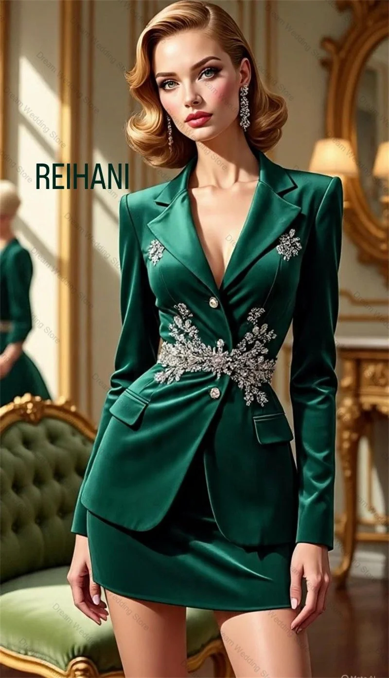 Green Velvet Women Suit Skirt Set 2 Piece Blazer+Short Mini Prom Dress Formal Office Lady Jacket Customized Wedding Guest Coat
Green Velvet Women Suit Skirt Set 2 Piece Blazer+Short Mini Prom Dress Formal Office Lady Jacket Customized Wedding Guest Coat