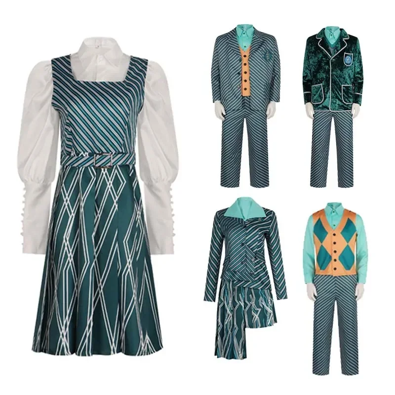 Movie Wicked Cosplay Witches Costume Elphaba Nessarose Boq Pfannee Cosplay Men Women Striped School Uniform Set Daily Dress
Movie Wicked Cosplay Witches Costume Elphaba Nessarose Boq Pfannee Cosplay Men Women Striped School Uniform Set Daily Dress