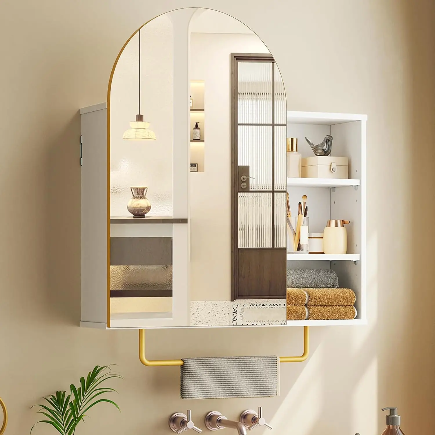 Bathroom Medicine Cabinet Mirror with Storage, 24 x 29 Inch Arched Bathroom Vanity with Mirrored Cabinets Wall, Customized
Bathroom Medicine Cabinet Mirror with Storage, 24 x 29 Inch Arched Bathroom Vanity with Mirrored Cabinets Wall, Customized