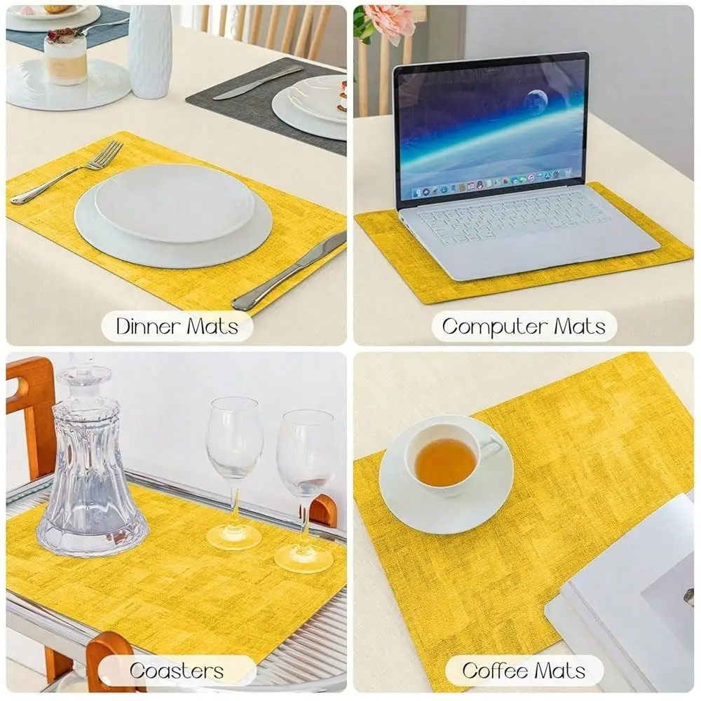 Vinyl Placemats Set Of 4, Faux Leather 1OO Waterproof OilProof Wipeable Place Mats, Heat Resistant Dual Sided Table Mats For Ki
Vinyl Placemats Set Of 4, Faux Leather 1OO Waterproof OilProof Wipeable Place Mats, Heat Resistant Dual Sided Table Mats For Ki
