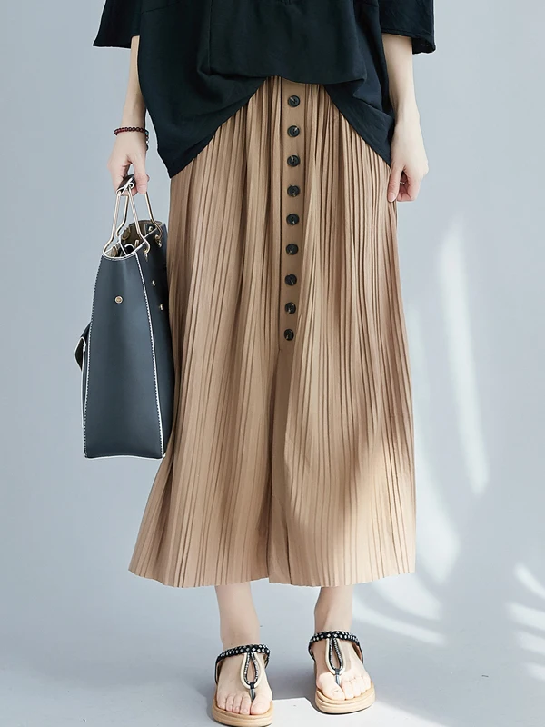 Women's Midi Skirt Loose Fit plus Size Versatile Spring Summer New Sle High Waist Slit Pleated Cotton Color
Women's Midi Skirt Loose Fit plus Size Versatile Spring Summer New Sle High Waist Slit Pleated Cotton Color