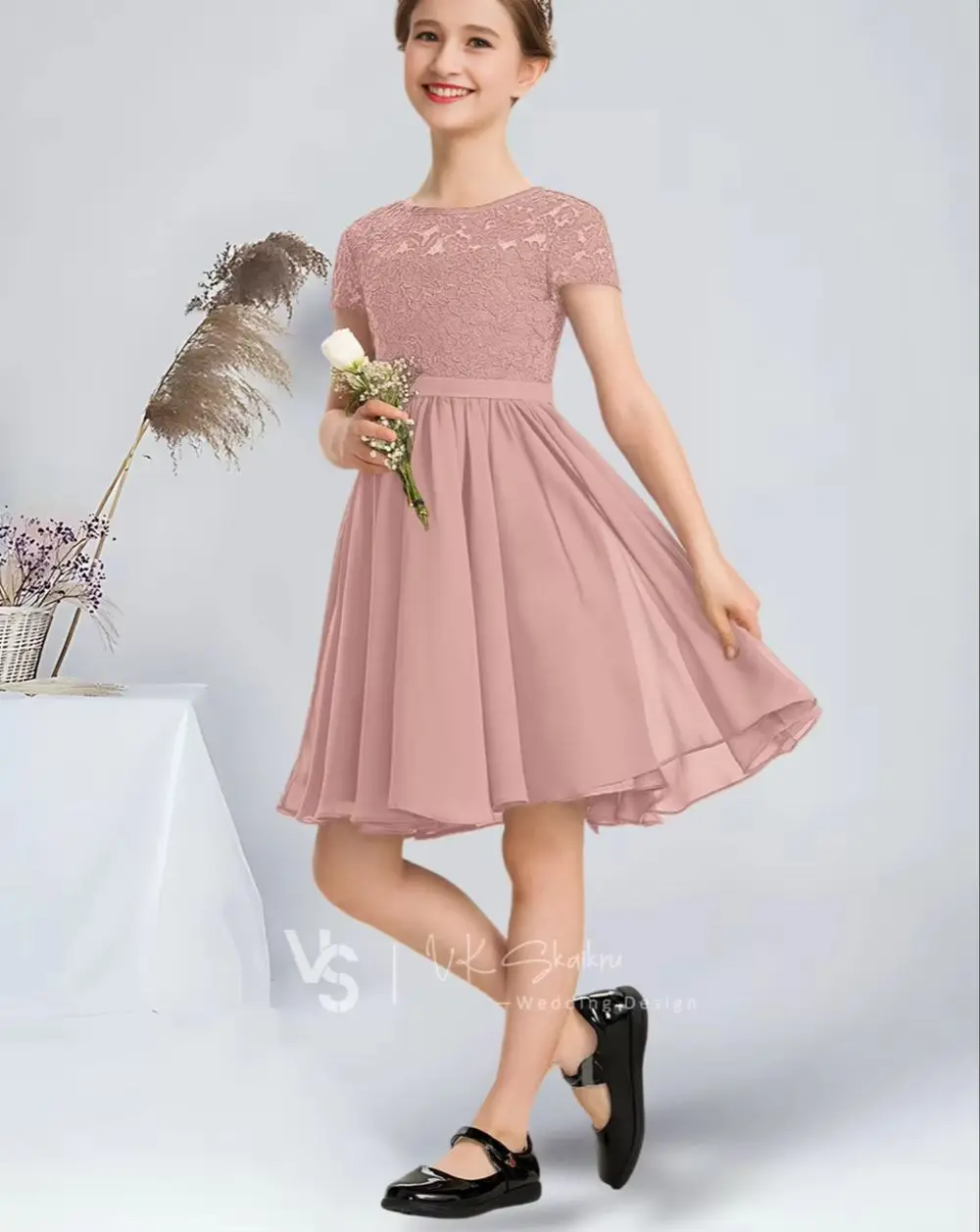 BB A-line Scoop Knee-Length Chiffon Lace Junior Bridesmaid Dress With Bow Cabernet Flower Girl Dress for Wedding Kids Prom Dress
BB A-line Scoop Knee-Length Chiffon Lace Junior Bridesmaid Dress With Bow Cabernet Flower Girl Dress for Wedding Kids Prom Dress