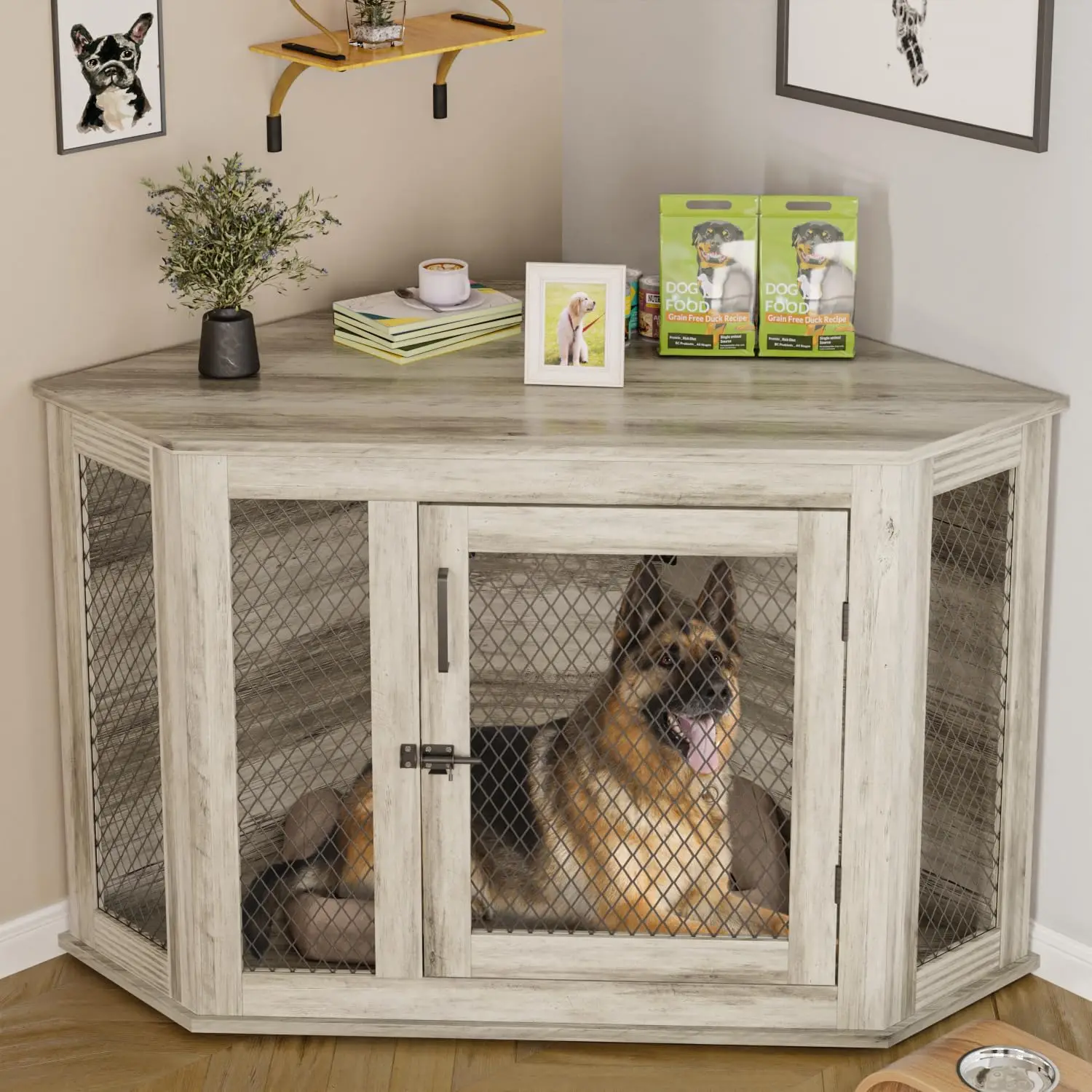 52 inch Corner Dog Crate Furniture,Wooden Dog Kennel Furniture with Mesh,Decorative Wood Dog House for Small/Medium/Large
52 inch Corner Dog Crate Furniture,Wooden Dog Kennel Furniture with Mesh,Decorative Wood Dog House for Small/Medium/Large