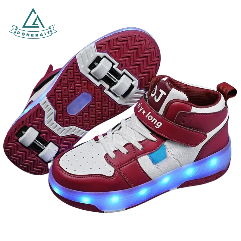PONERAIT Shoes with Wheels Kids Velcro Closure LED Light-Up Roller Skates High-Top Leather Quad Skate for Beginners & Gift Ready
PONERAIT Shoes with Wheels Kids Velcro Closure LED Light-Up Roller Skates High-Top Leather Quad Skate for Beginners & Gift Ready