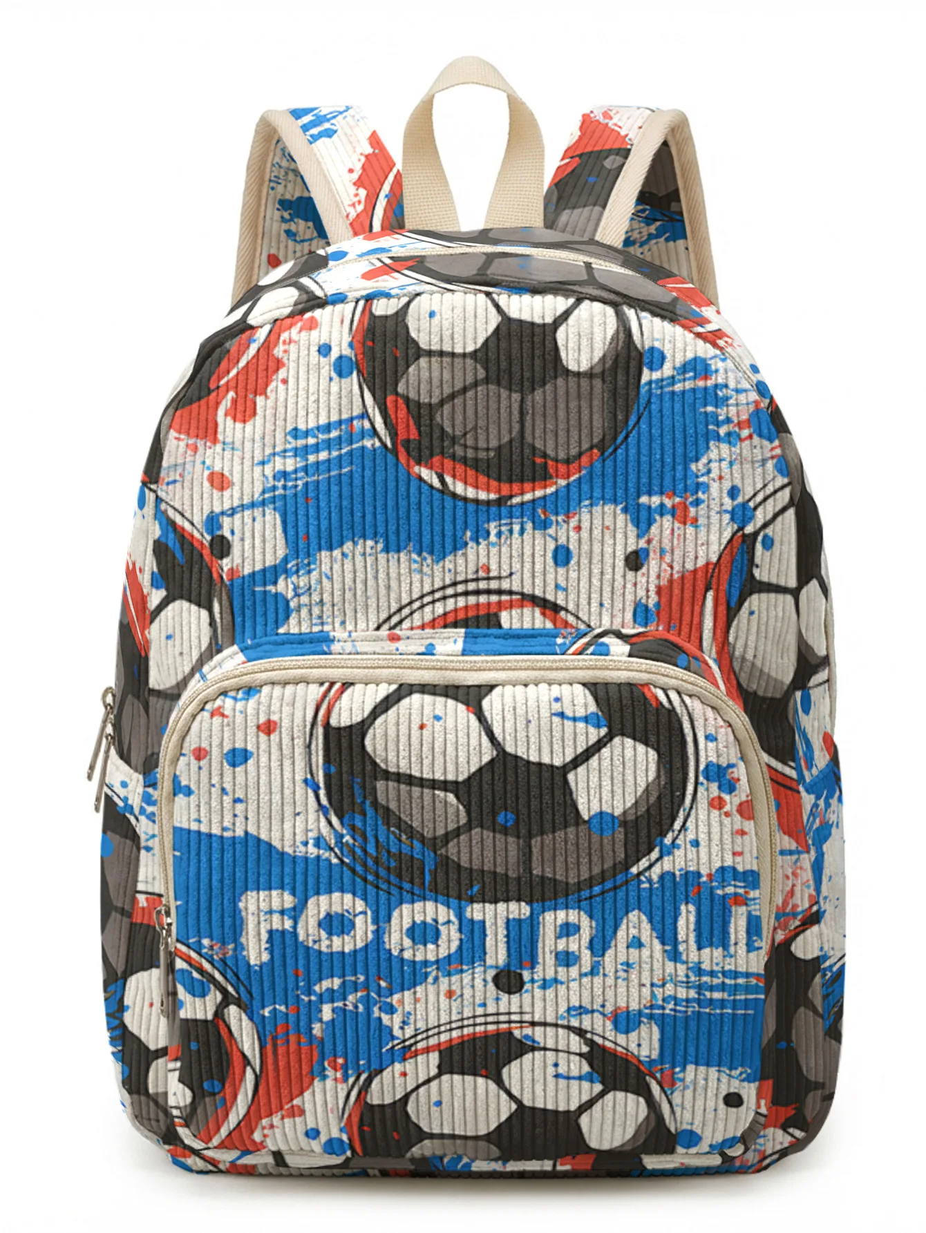 Graffiti Football Print Women Fashion Backpack Corduroy Multi-pocket Large Capacity Commuter Bag
Graffiti Football Print Women Fashion Backpack Corduroy Multi-pocket Large Capacity Commuter Bag